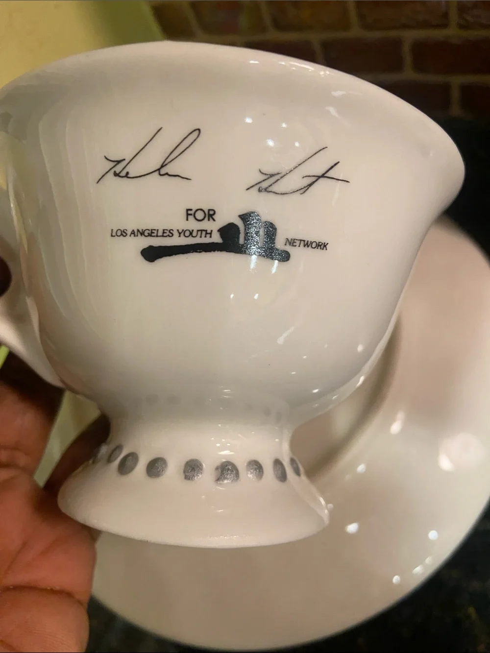 BAILEY Whimsical Winking LADY Face Ceramic Teacup ONLY SAUCER ONLY FOR DISPLAY